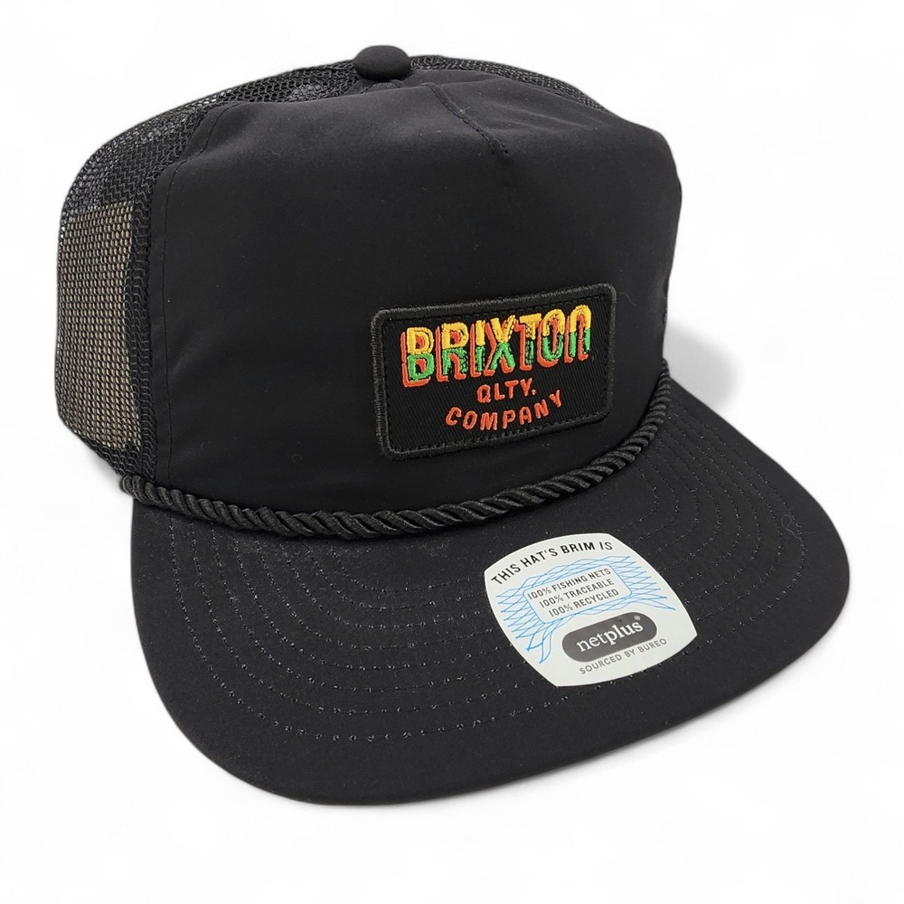 Brixton Neighbor Rope Trucker‎ Hat Black Adjustable Snapback Mesh Back Cap NEW